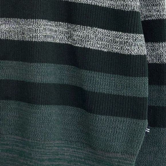 Nautica Quarter Zip Sweater Luxury Knit Colorblock Stripe Green Gray Men Size XL - Picture 7 of 16